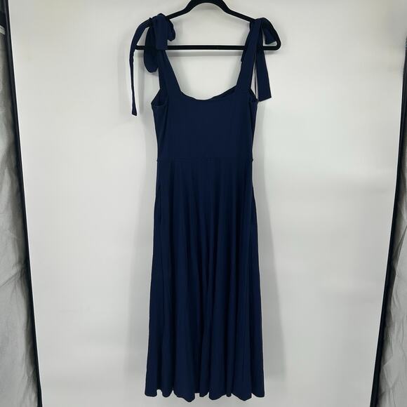 Reformation Edita Navy Blue Jersey Knit Dress With Pockets Size Medium M - Picture 7 of 7
